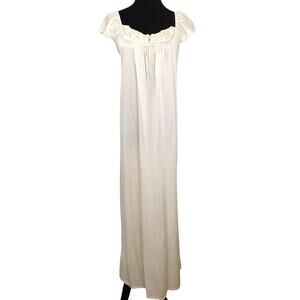 Vintage 70s Nylon Satin Nightgown Lingerie Sunflower Yellow Sleep Dress Womens S